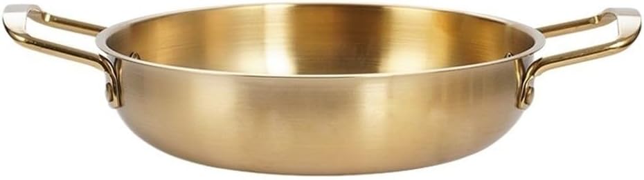 Stainless Steel Korean Style Soup Pot 1L 18cm Gold Noodle Ramen Hotpot Cookware for Gas Induction Stoves Compact Single Serving