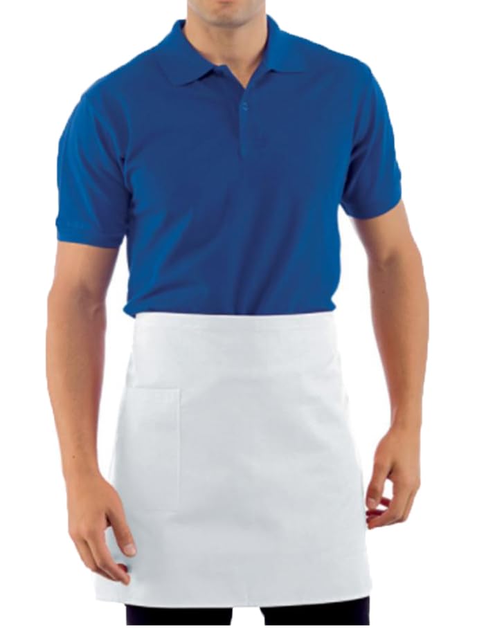 Grembiule da Cucina 10pz Ricamo Gratuito Bianco per Bar Ristorazione Barista Cameriere Albergo Divisa da Lavoro Uomo Donna Made in Italy