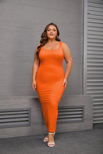Image of YeGine Women Plus Size Sleeveless Bodycon Maxi Dresses Sexy Slim Tank Dresses