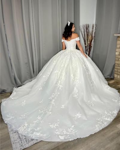 Zhangyo Princess Puffy Wedding Dresses for Bride Off The Shoulder Bridal Gown Puffy Tulle Lace Wedding Dress Ball Gown2