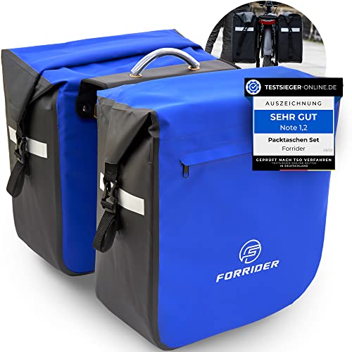 Forrider 2er Set Fahrradtaschen für Gepäckträger Wasserdicht Reflektierend | Gepäckträgertaschen 44L | Sattel Tasche fürs Fahrrad zum Einkaufen