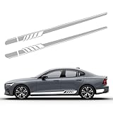 awlbed 2 PCS Car Side Skirt Decals, 88.58' x 4.52' Long Stripes Stickers, PVC Auto Personalized Stickers, Waterproof Body Decoration, Universal for Most Cars, Trucks, SUVs (White)
