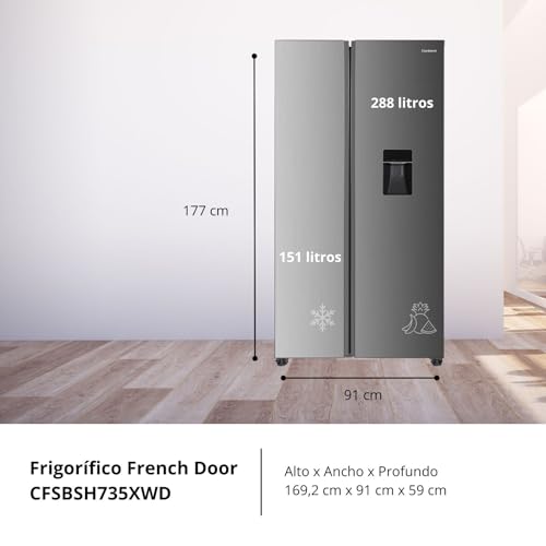 Corbero - Frigorífico Americano | CFSBSH735XWD | 439L | 177x91x59 | No Frost | Motor Inverter Silencioso | Dispensador de Agua y Twist Ice Maker | Inox - imagen 5