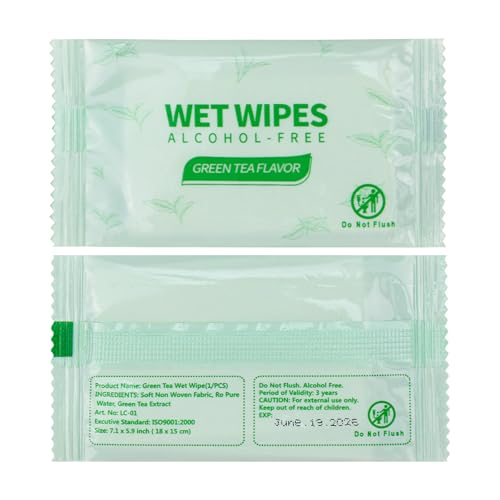 Image of 100 Pack Green Tea Wet Wipes Bulk for Homeless, Clean Face Hands Quickly