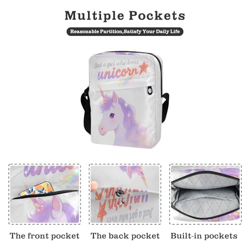 Just A Girl Who Loves unicorns mens messenger bag crossbody mens crossbody bag Women's Cross Body Purse Adjustable Strap for Outdoor Daily Travel2