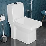 B BACKLINE One Piece Ceramic Western Toilet/Commode/European Commode/Water Closet S Trap 9' Outlet Is From Floor - (White) For Bathrooms (White 4)