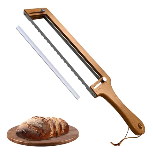 NUWIQ Adjustable Serrated Bread Knife: Bamboo Handle with Stainless Steel Blade for Slicing Bread and Pastry Ideal for Home Cooks and Chefs