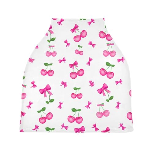 Bulletgxll Cherries and Bows Car Seat Covers for Babies Breathable Nursing Breastfeeding Cover Multi-Use Infant Carseat Canopy and Stroller Cover for Boys Girls