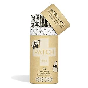 Patch Kids Kid Design (Pandas) Bamboo/Coconut Oil Adhesive Bandage Sterile .75 x 3 25 Container