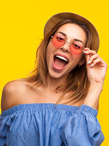 Blulu Round Hippie Sunglasses 10 Pairs 60's Style Colored Circle Glasses for Women Men (Cute Colors)3
