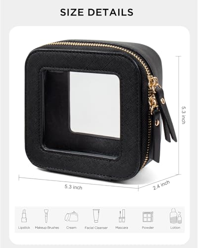 Image of Clear Sunscreen Makeup Bags,Small Makeup Bag for Purse,Mini Clear Makeup Pouch Purse Organizer Fit Carry-on Travel Essentials,Cute Cosmetic Bags Car Accessories for Women (Mini-Black)