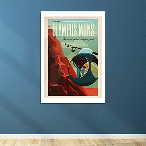Affiche SpaceX Mars Olympus Mons encadrée format medium mat pour salon