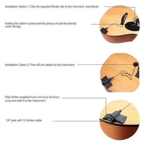 traderplus 2Pcs Piezo Contact Microphone Pickup for Guitar Violin Banjo Mandolin Ukulele