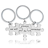 YeeQin 3PCS We Will Always Be Connected Keychain Set, Best Friends Keychains for 3, Friendship Keychain Jewelry Gift for Sisters Friends