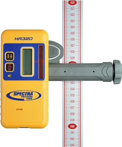 Spectra Precision HR320 Laser Receiver with C59 Rod Clamp, Front & Rear LCD Displays, Loud Speaker, Waterproof, Red