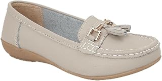 Damenschuhe aus Leder – flache lässige Damenslipper, bequeme Halbschuhe mit niedrigem Keilabsatz, Arbeitsschuhe