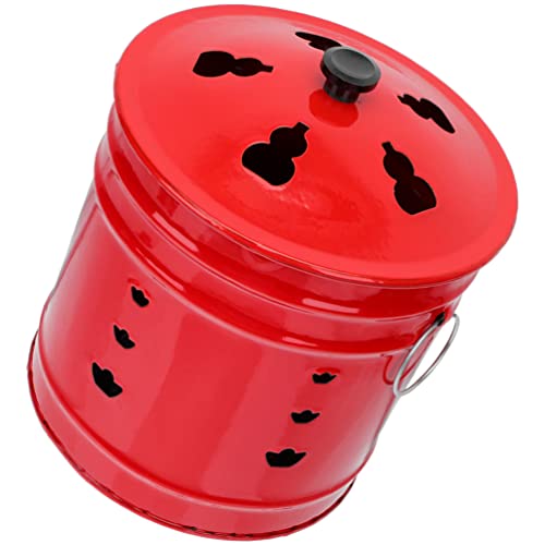 Amosfun 55 Gallonen Burn Drum Incinerator Can Enamel Fire Cage Burn Stainless Steel Incinerator Cage Can Incinerator Fire Bin Enamel Fire Cage Burn for Yard Home Outdoor Backyard Ash Bucket