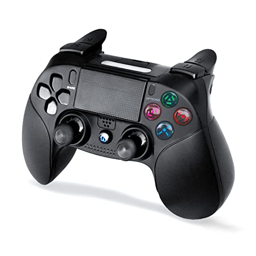 Oacvien Kabelloser Gaming Controller, Bluetooth Dual Vibrations Joystick Gamepad Computer Game Controller für P4 - Schwarz Cover