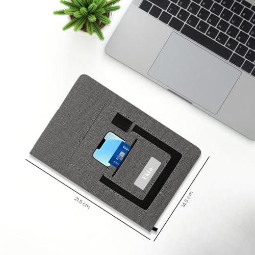 Image of Giftana Personalized Diary with Name, Customized Jute Pu Leather Pocket Diary, A5 Size, 192 Ruled Pages Office Diaries for Writing, New Year Corporate Gifts for Employee (Grey)