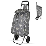 Lightweight 2 Wheel Shopping Trolley Cart 35L – Kitty Cat Foldable Grocery Cart with Strong Metal Frame, Water-Resistant Bag & Smooth Rolling Wheels – 94cm