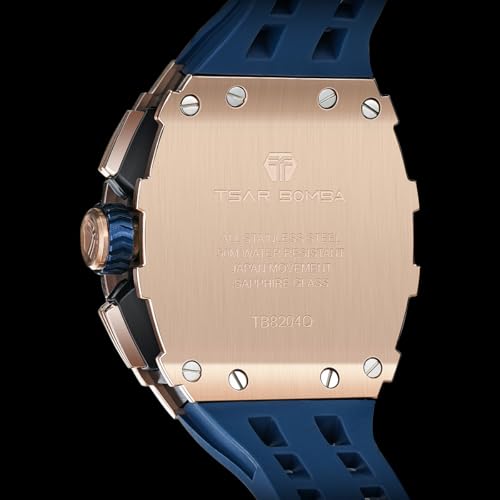 Image of TSAR BOMBA Mens Luxury Watch Watches for Men 50M Waterproof Japanese Quartz Movement Tonneau Stainless Steel Case Sapphire Glass with Chronograph Date Function Cool Unique Fashion Gift