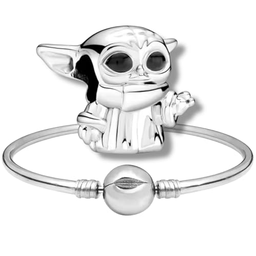 Pulsera de Plata 925 con Charm de Mini Baby Galáctico - Compatible con Charms Pandora y Perfecta para Regalar a Mujeres y Fans de lo Galáctico