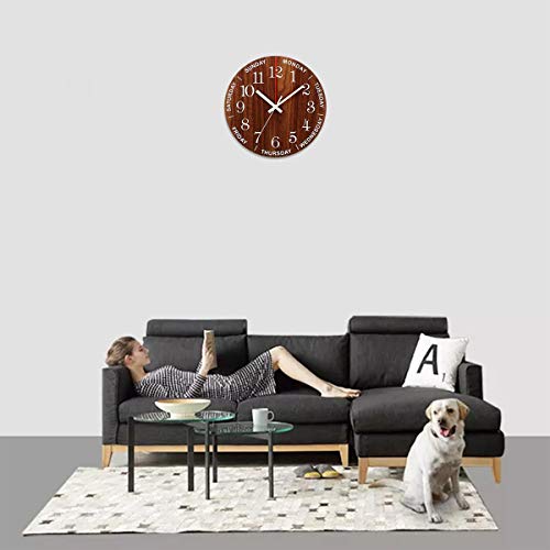 Wall Clock -12 Inch Luminous Wall Clock Silent Wooden Design Night Lights Round Wall Clock For Bedroom Bathroom Kitchen Living Room (Battery Not Included) #TOP2