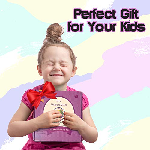 Unicorn Clock Diamond Painting Kits For Kids - Diamond Gem Art Kit Ages 8-12 Unicorns Gifts For Girls 8-10 Ages 6 7 8 9 10 11 12- Diy Mosaic Paint By Numbers Working Clock #TOP4