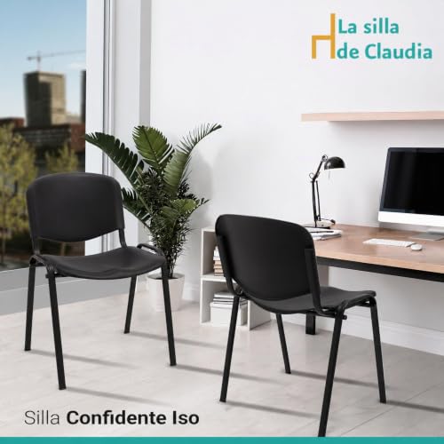 Miniatura 7 de La Silla De Claudia: Modelo Iso Estilo Confidente Sillas Apilables De Oficina, Sala De Espera Y Despacho Silla De Plástico Polipropileno Sillas Pack 4 Chasis Negro Color Negro