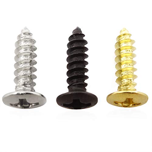Honbay 150Pcs Guitar Bass Pickguard Mounting Screws Electric Guitar Cover Plate Backplates Screws Metal Replacement Screws For St Tl Lp Sg Guitar Parts (3 Color) #TOP4