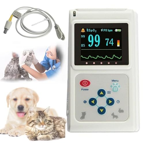 Sensor digital de mano para animales, oxímetro de pulso veterinario, cable USB, monitor de frecuencia de pulso preciso para uso familiar y hospitalario de mascotas con , fácil de usar y monitor
