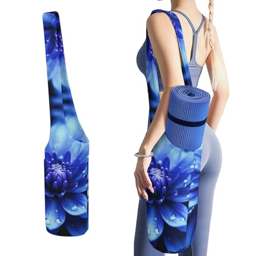 Sac de transport pour tapis de yoga floral bleu grand format