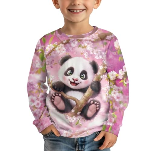 Image of Girls Cartoon Print Long Sleeve Graphic Tee Casual Crew Neck T-Shirts for 3-16 Years Little Girls