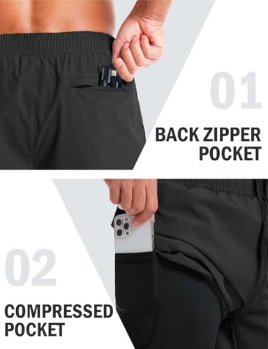 Image of CBlue Men's Outdoor Quick Dry Lightweight Sports Shorts with 2 Zipper Pockets, Breathable Hiking Running Gym Workout Athletic Shorts