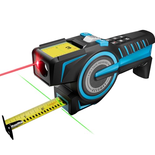 ACEGMET by MiLESEEY DTX10 Mesure de ruban numérique à verrouillage automatique avec affichage numérique instantané, laser d'alignement vert et mesure de l'efficacité, USB C | Batterie remplaçable