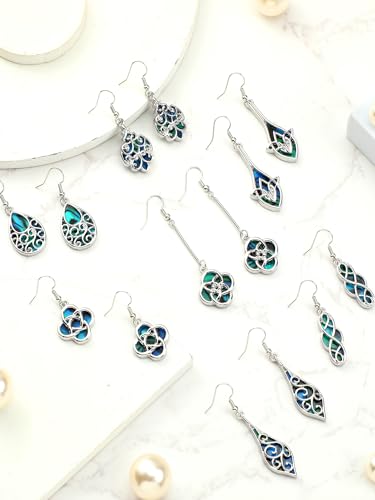 7 Pairs Celtic Knot Earrings Boho Fashion Drop Dangle Earrings for Women Knot Silver Teardrop Hoop Vintage Statement Jewelry (Ocean)3