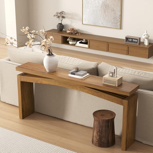 63-Inch Wood Console Table for Entryway Living Room, Long Rectang...