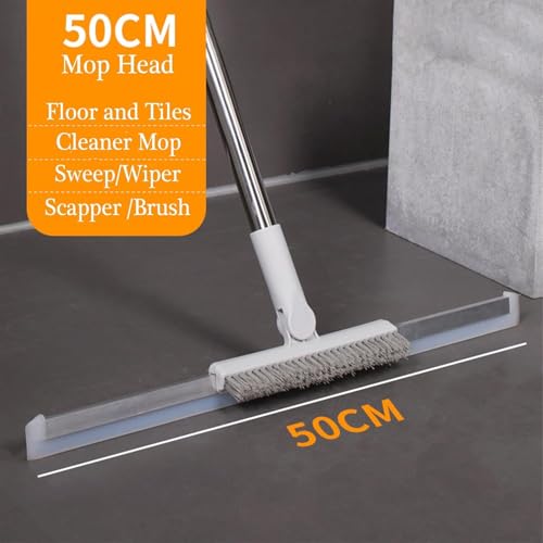 Image of Heavy Duty Floor Wiper with Brush | 2-in-1 Floor & Tile Cleaning Tool | Strong Steel Handle, Sturdy Brush & Wide Rubber Wiper for Home, Bathroom & Outdoor Use (HEVY Wiper)