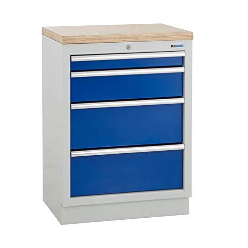 Bigdug No Worktop Modular Garage 4 Drawer Cabinet Workshop 680Mm Wide (No Worktop)