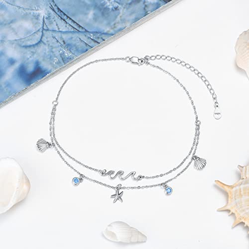 Image of VONALA Evil Eye Anklet 925 Sterling Silver Irish Celtic Knot /Witches Knot /Claddagh /Infinity Heart /Butterfly /Pineapple Chain Hotwife Anklet Foot Ankle Jewerly Gift for Women Mother Wife Sisters