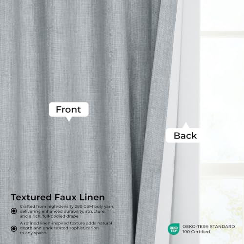 Image of HPD Half Price Drapes Grommet Linen Curtains 108 Inches Long Room Darkening Curtains for Bedroom & Living Room (1 Panel), 50W x 108L, Heather Grey