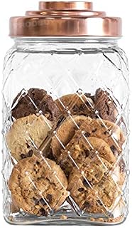 2.4 Litre Large Glass Storage Jar with Copper Coloured Lid