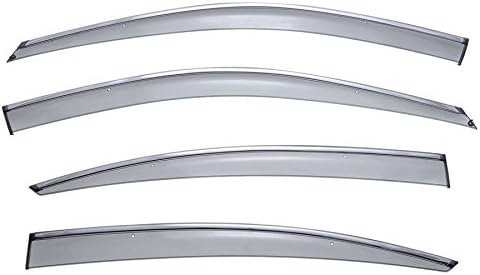 WellVisors Window Visors Wind Deflectors Compatible with Lexus 2013-2017 ES350 with Chrome Trim Rain Guards 3-847LX009