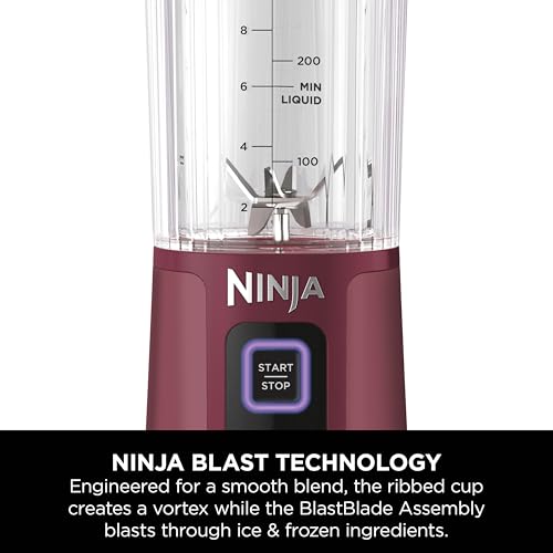 Image of Ninja Blast Portable Cordless Blender (BC151INCR) - 530ml | USB-C Rechargeable | Crushes Ice & Frozen Fruit | BPA Free, Leak-Proof Travel Lid Cranberry Red