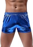 Panegy Holografische Hotpants für Herren, glänzend, metallisch, Bade-Boxershorts, Badehose, Shorts, Bikini, Badeanzug, Bühne, Clubwear, Unterhose, Dunkelblau