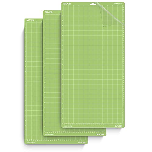 Nicapa Standard Grip Cutting Mat for Cricut Maker 3/Maker/Explore 3/Air 2/Air/One (12x24 inch 3pack) Adhesive&Sticky Non-Slip Flexible Square Gridded Cut Mats Replacement Accessories Mats Vinyl Craft