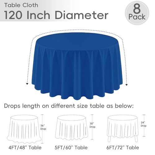 RestfulGlow 8 Pack Royal Blue Round Tablecloth 120 Inch by RestfulGlow - Used condition - Image 2