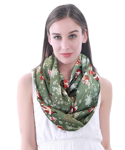 Lina & Lily Holiday Christmas Pattern Print Women's Infinity Scarf Lightweight