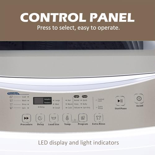 Image of Panda 2.0 Cu. Ft. Portable Washing Machine, Fully Automatic Compact Top Load Washer 15.6 LBS Load Volume for Apartment and Household, 6 Wash Cycles, Transparent Lid, LED Display