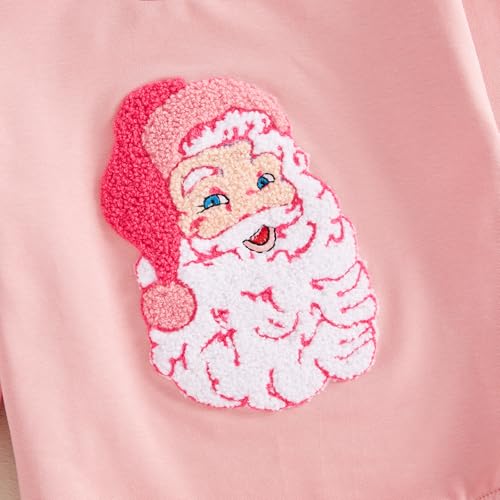 Newborn Baby Christmas Outfit Girl Santa Embroidered Sweatshirt Oversize Bubble Romper Cute Xmas Fall Clothes4